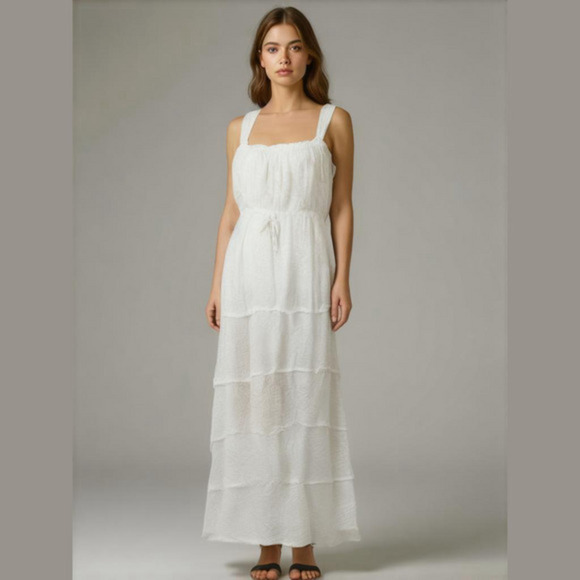 Reformation Nordstrom Ivie White Tiered Maxi Sundress Extra Large